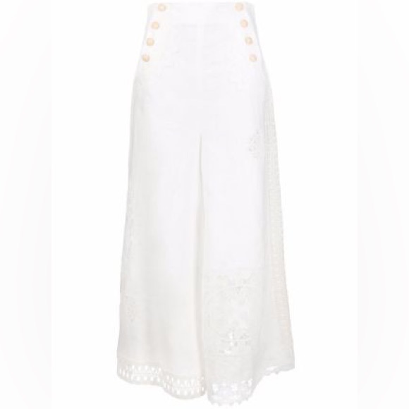 ZIMMERMANN Rhythmic Lace-Appliqué Culottes Linen-Voile Zimmermann Size 2 - Picture 14 of 15